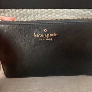 Kate Spade Black Wristlet with Gold Accents